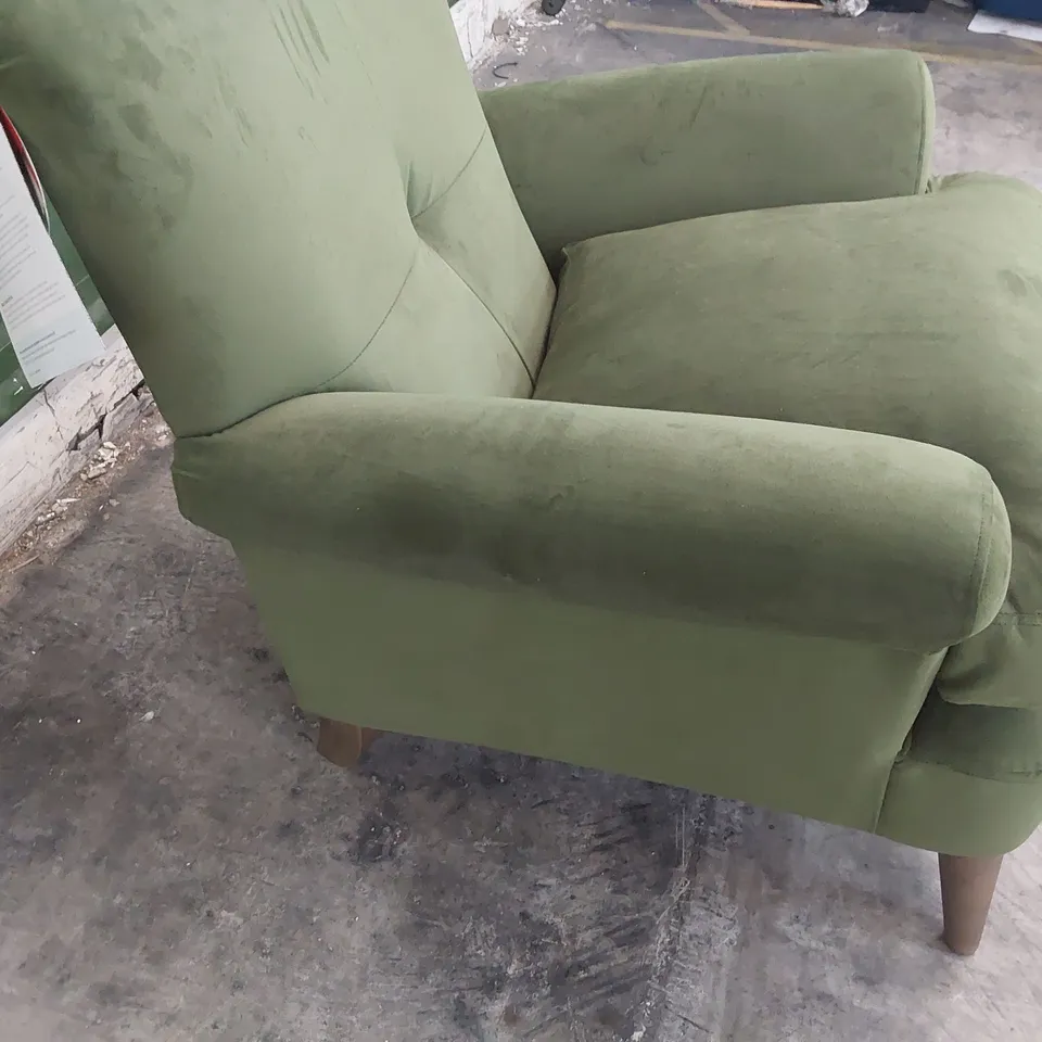 QUALITY BRITISH DESIGNER LOUNGE Co JOSHUA CHAIR WOODLAND MOSS FABRIC 