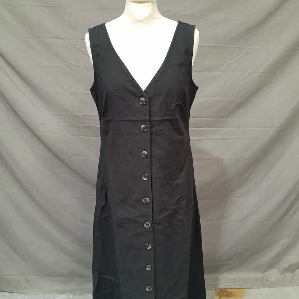 FINERY LONDON LONG BLACK BUTTON DRESS SIZE 8