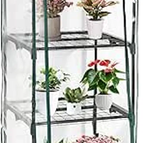 BOXED DISPLAY4TOP MINI GREENHOUSE,SMALL PLANT GREENHOUSES,WITH TRANSPARENT PLASTIC PVC COVER, INDOOR OUTDOOR TENT GARDEN GREENHOUSE (51 X 45 X 130CM)