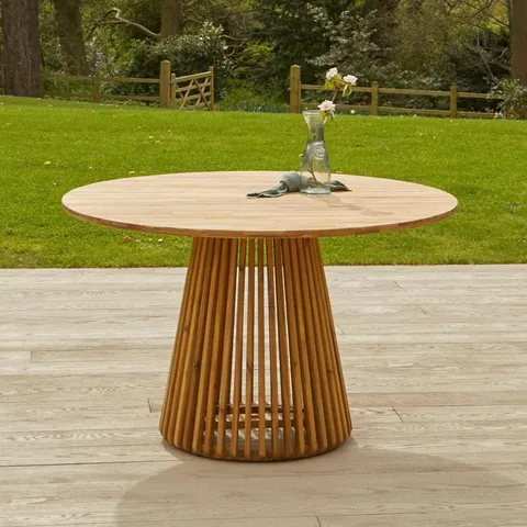 BOXED WILLOW 120CM ROUND DINING TABLE WHITE ACACIA