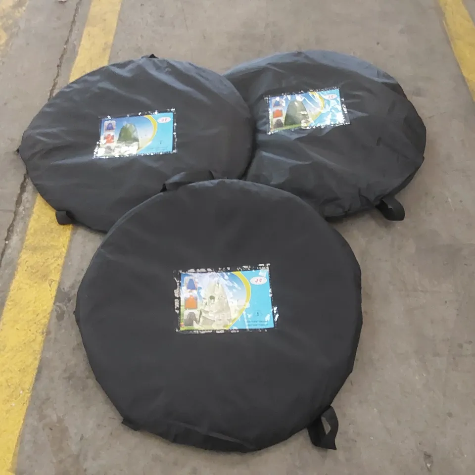 3 ASSORTED STANDING POP UP TENTS - COLOURS MAY VARY