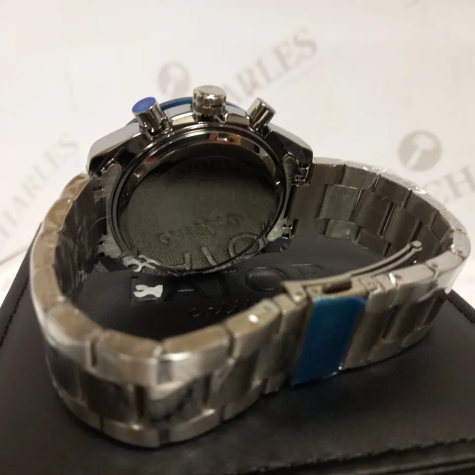 LATOR CALIBRE TACHYMETRE BLUE DIAL CHRONOGRAPH STYLE BRACELET STRAP WATCH RRP £635