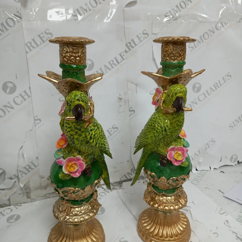 SET OF 2 PARROT CANDLESTICKS