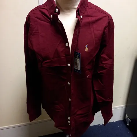 POLO RALPH LAUREN SLIM FIT OXFORD SHIRT, RED, MEDIUM