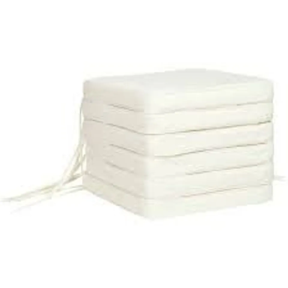 BOXED OUTSUNNY SET OF 6 PCS CHAIR CUSHION, 42LX42WX5T CM-CREAM WHITE