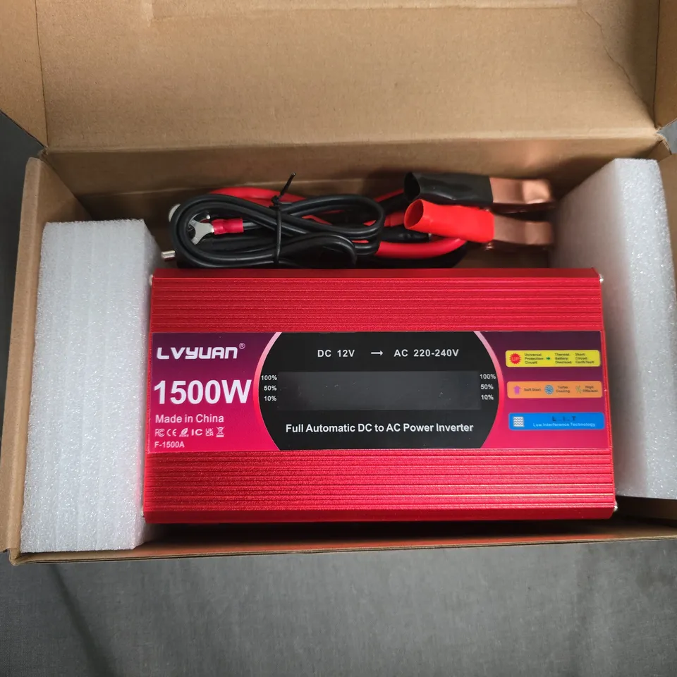 LVYUAN 1500W INVERTER – DC 12V TO AC 220–240V (MODEL F-1500A) – BOXED