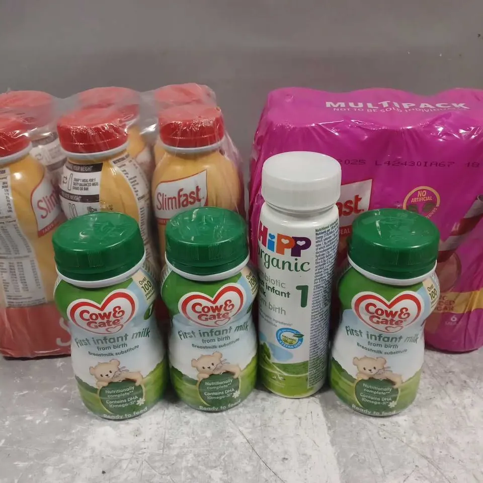 APPROXIMATELY 20 ASSORTED FOOD & DRINK ITEMS TO INCLUDE SLIMFAST DRINKS, COW & GATE FIRST INFANT MILK, HIPP FIRST INFANT MILK, ETC - COLLECTION ONLY