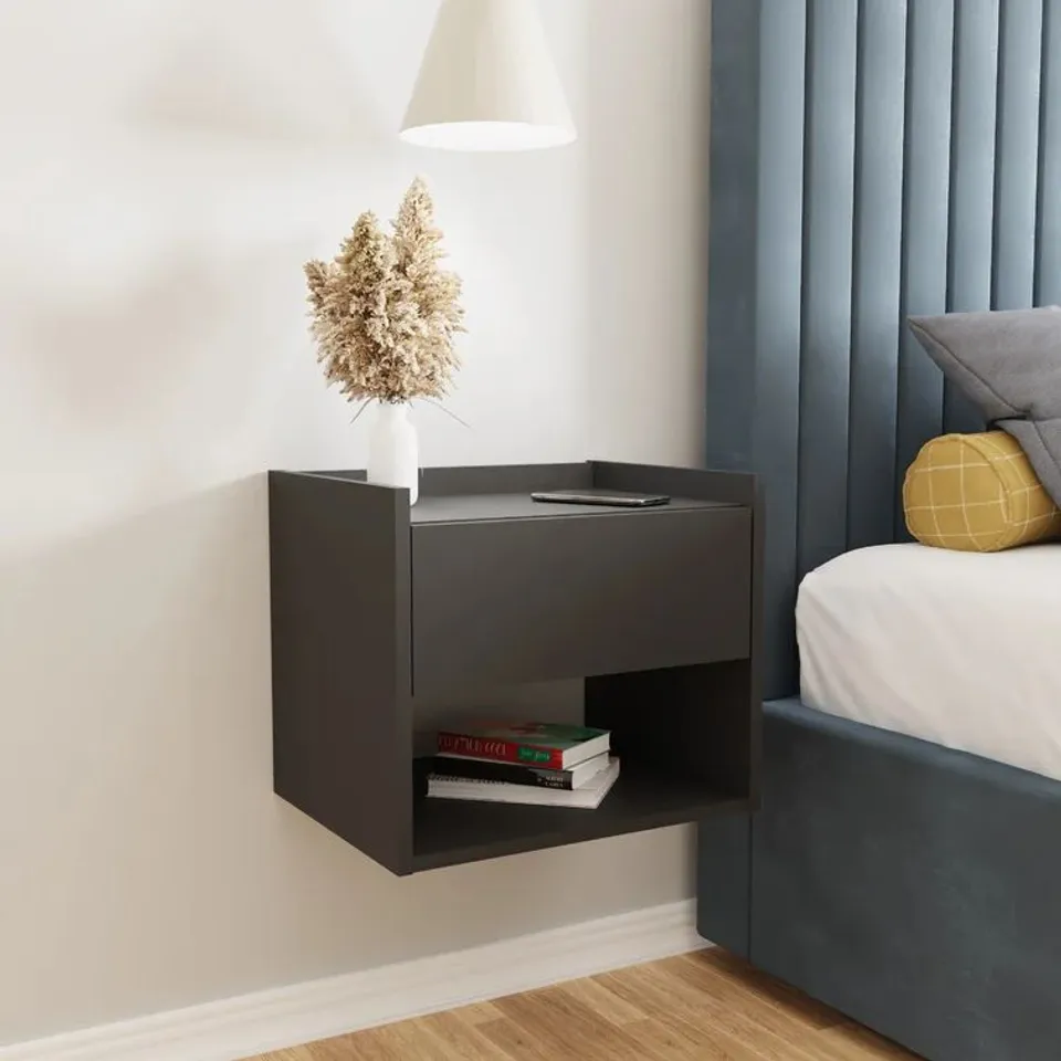 BOXED PAIR OF BEARE 1 DRAWER BEDSIDE TABLE IN ANTHRACITE (1 BOX)