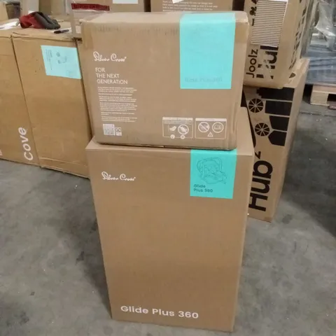 BOXED SILVER CROSS CAR SEAT AND BASE (2 BOXES)