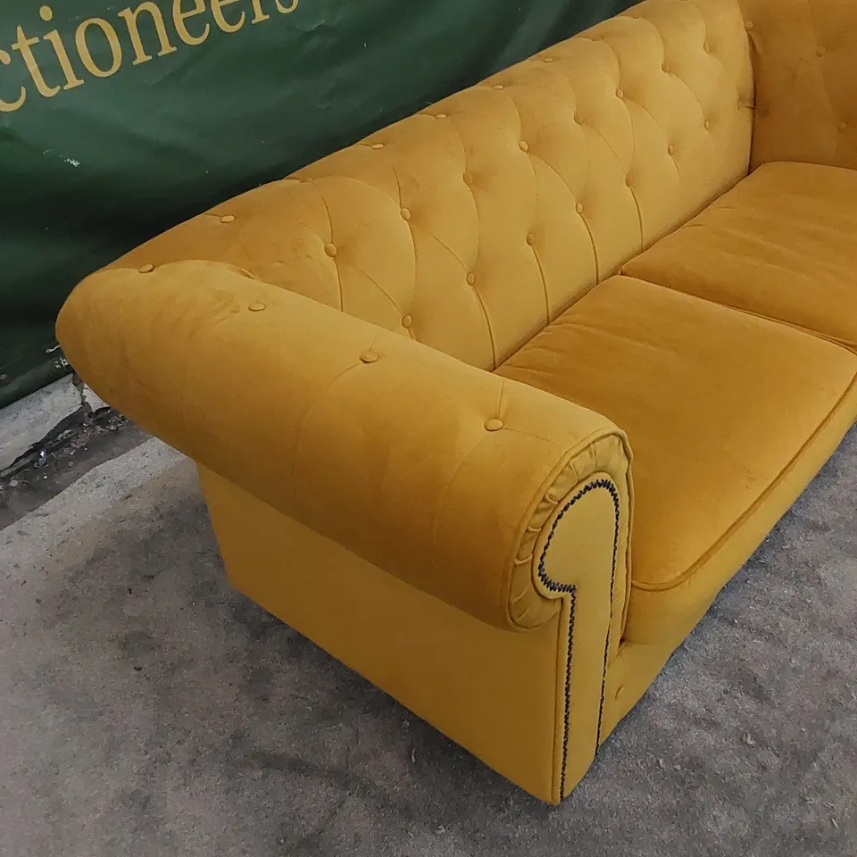 DESIGNER AARON 3-SEATER FABRIC SOFA - YELLOW/MUSTARD 