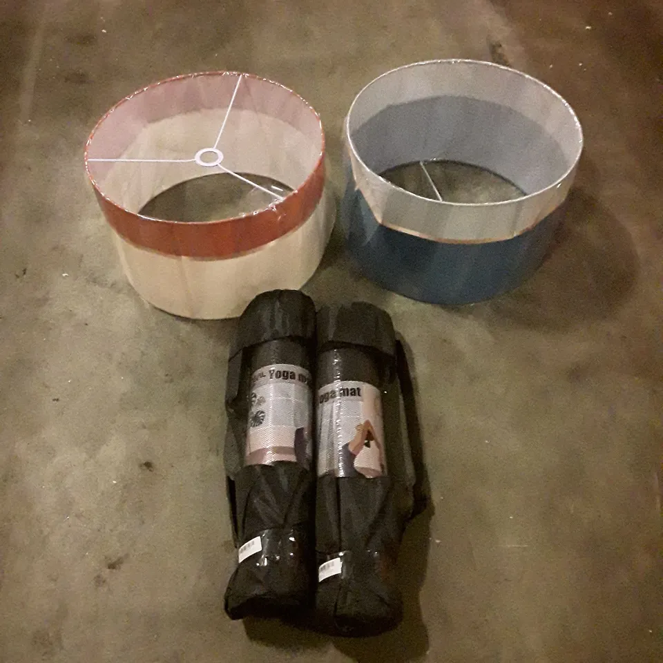 PALLET CONTAINING ASSORTED HOUSEHOLD PRODUCTS INCLUDING YOGA MATTS, LIGHT/LAMP SHADES ETC,
