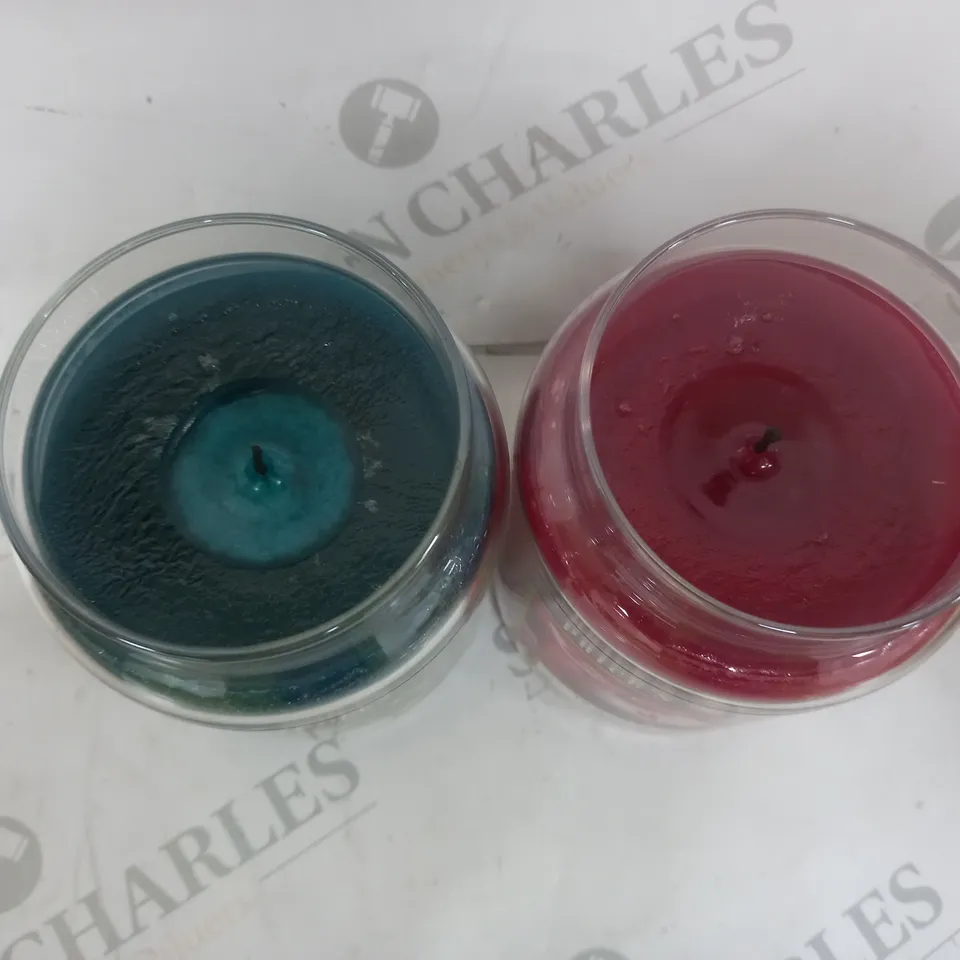 TWO USED CHRISTMAS CANDLES TO INCLUDE - FROSTED FIR - HOLIDAY SPICE 