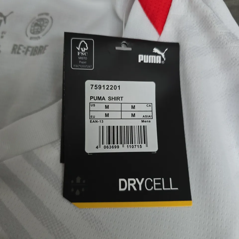 PUMA RB LEIPZIG FOOTBALL SHIRT – WHITE, UK MEDIUM (US M / EU M)