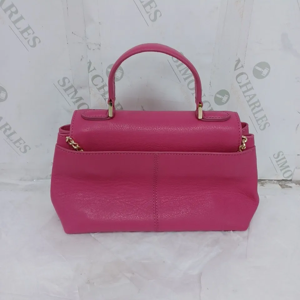 LADIES RUTH LANGSFORD SMALL HANDBAG GENUINE LEATHER DARK PINK
