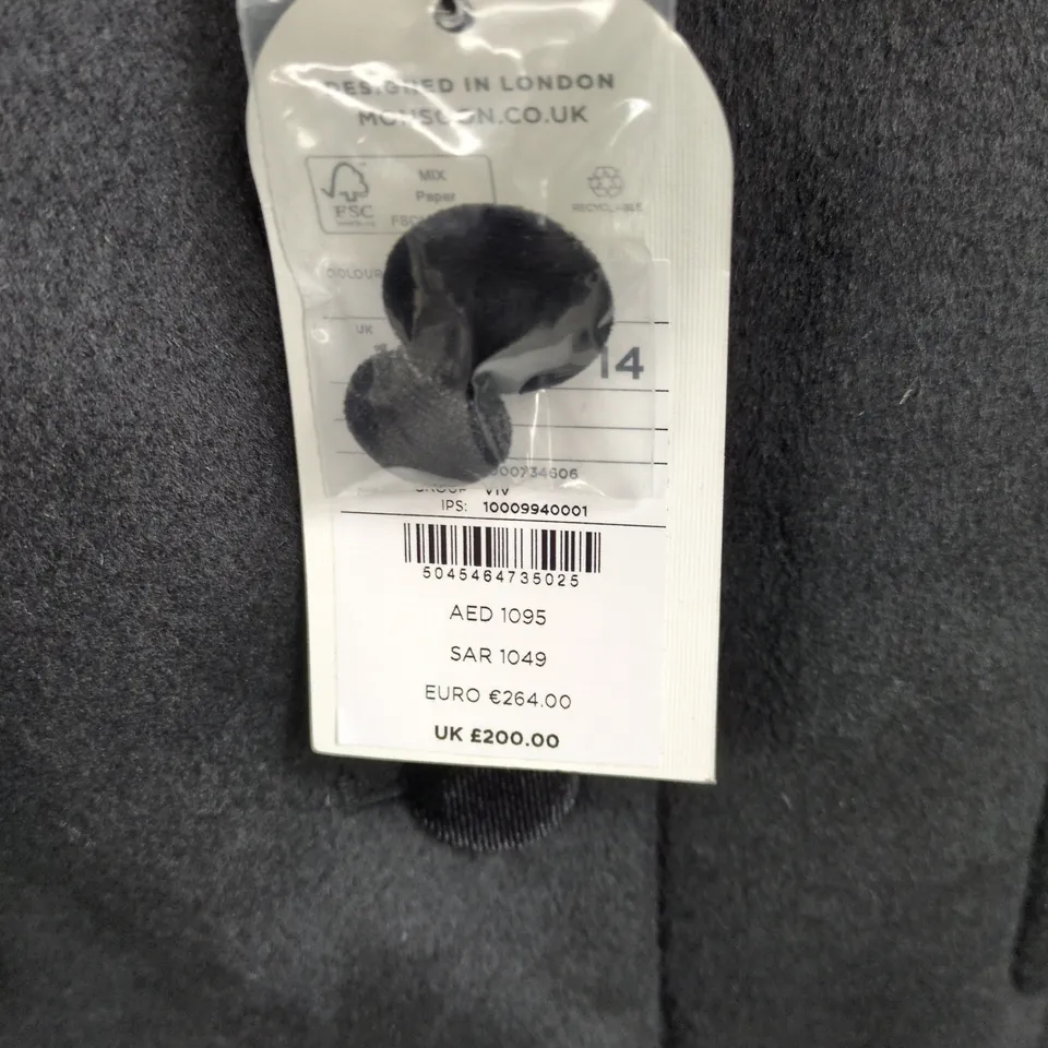 MONSOON WOOL BLEND COAT, BLACK, UK 18 (EU 46, US 14) – WOMEN'S