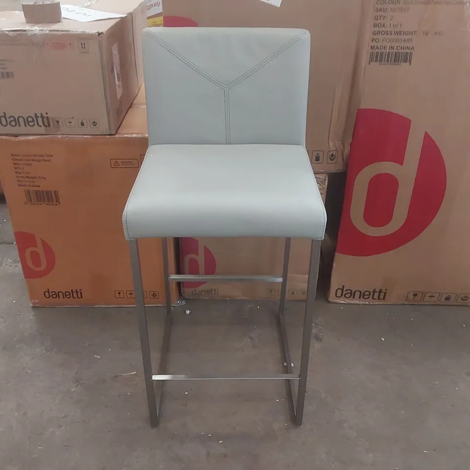 DANETTI MONTI LIGHT GREY LEATHER BAR STOOL
