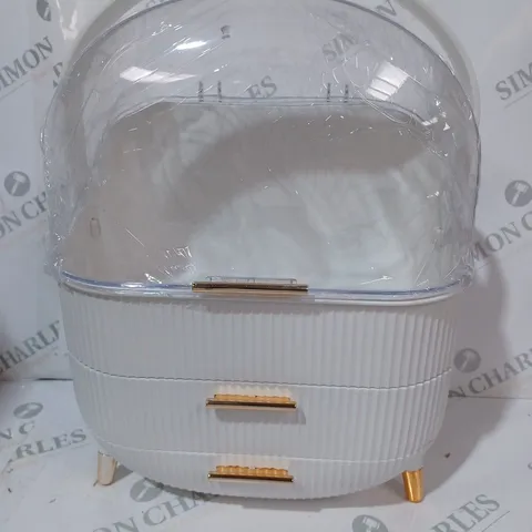 BOXED UNBRANDED MAKE-UP ORGANISER/STORAGE CONTAINER IN WHITE