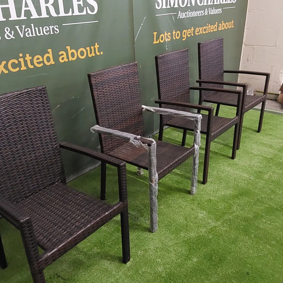 SET OF 4 CHOCOLATE MIX RATTAN CHAIRS 