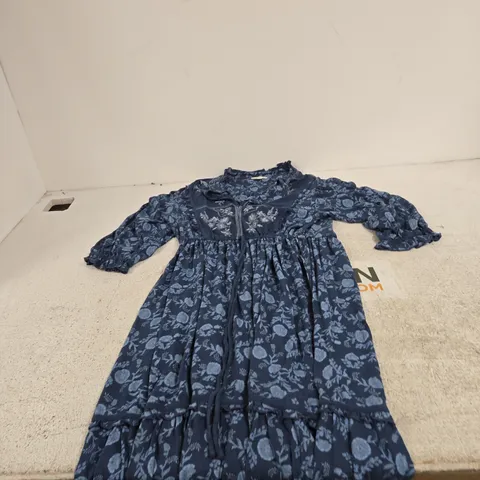MONSOON WOMEN'S BLUE FLORAL DRESS - SIZE M