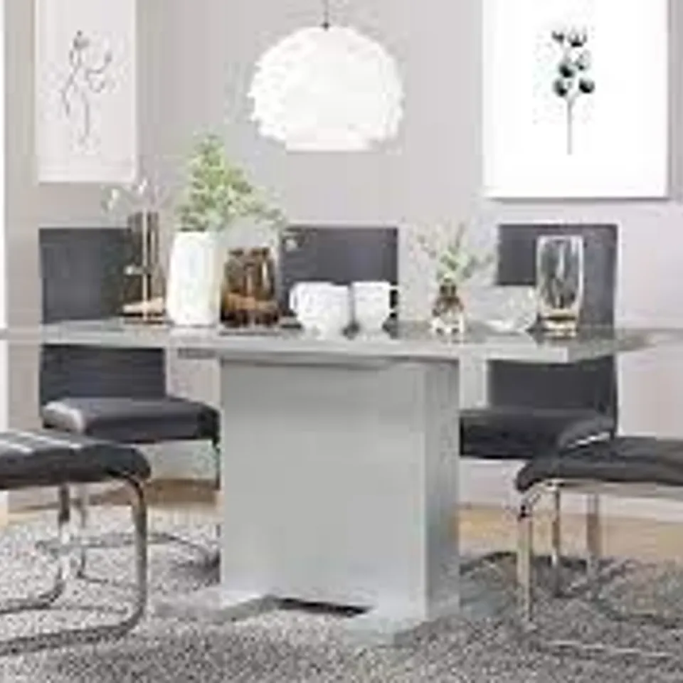 BRAND NEW BOXED DESIGNER OSAKA LIGHT GREY HIGH GLOSS EXTENDING DINING TABLE 120-160cm (2 BOXES)