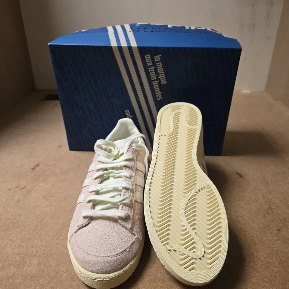 ADIDAS JABBAR PINK SUEDE SNEAKERS WITH WHITE STRIPES – WOMEN’S - UK SIZE 9