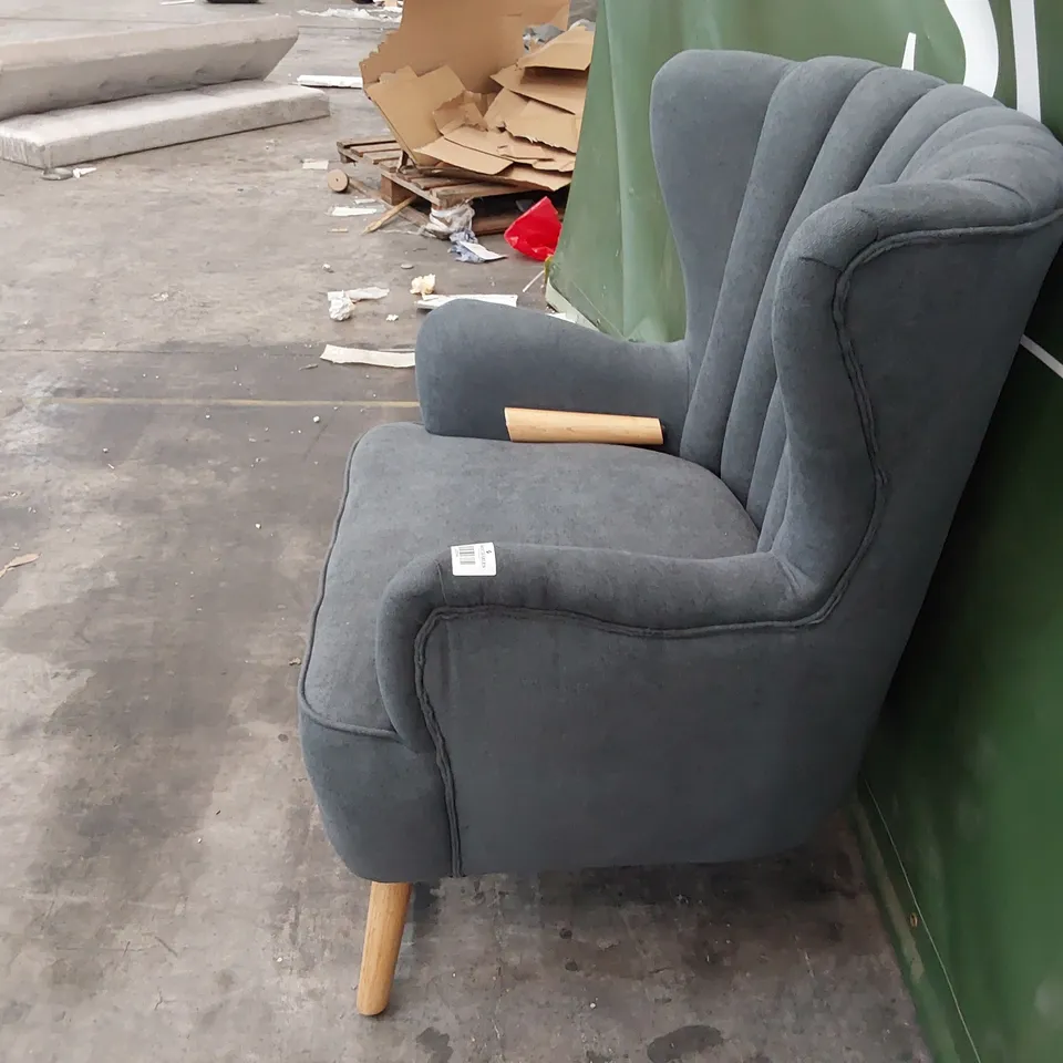 QUALITY DESIGNER EASY CHAIR DARK BLUE FABRIC