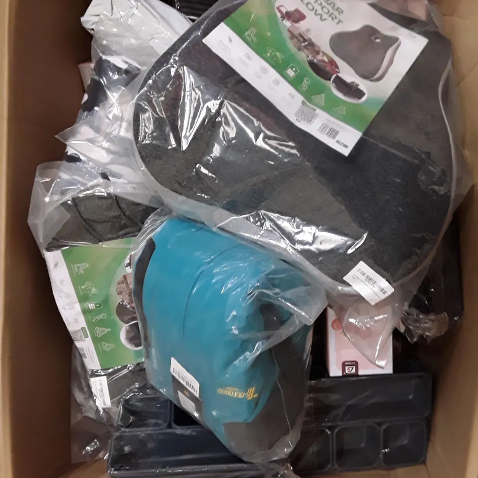 PALLET TO CONTAIN AN ASSORTMENT OF HOUSEHOLD ITEMS TO INCLUDE BABIES TOYS, LUMBAR SUPPORTS, NOTE BOOKS AND CLOTHING ECT