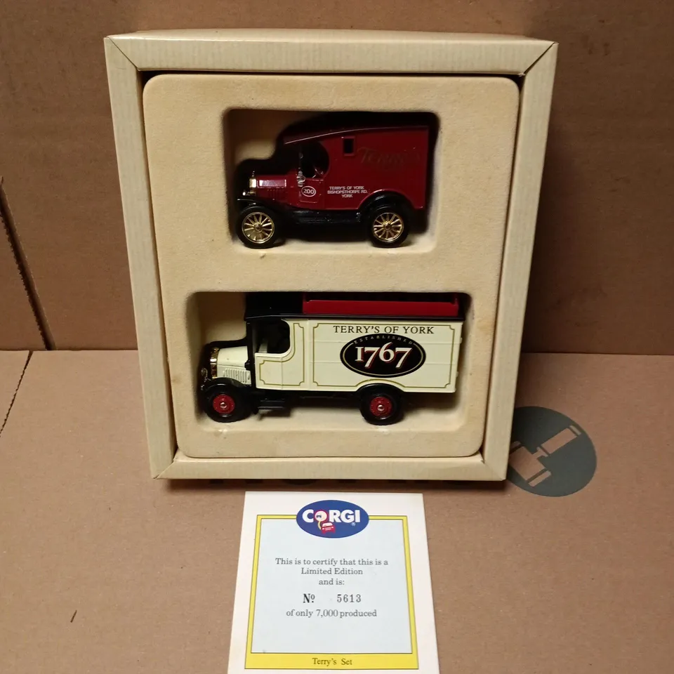 BOXED CORGI 97753 TERRY'S OF YORK COLLECTION SET - THORNYCROFT AND FORD MODEL T VAN'S