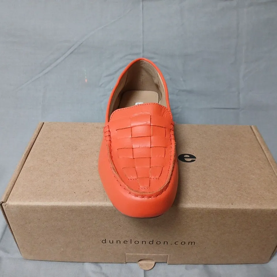 Dune London 520 Greene Orange Leather Woven Driving Loafer – EU 39