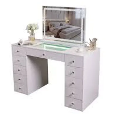 BOXED DRESSING TABLE WITH LIGHTS, VANITY DESK WITH MIRROR (3 BOXES)
