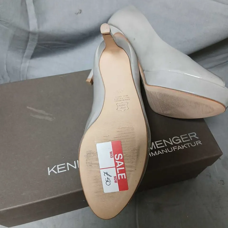 KENNEL & SCHMENGER GREY PATENT LEATHER PEEP-TOE HIGH HEELS – UK 4.5
