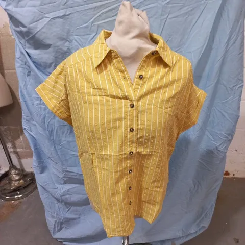 WHITE STUFF YELLOW STRIPED SHORT-SLEEVE SHIRT, UK 8 (EU 36, US 4)