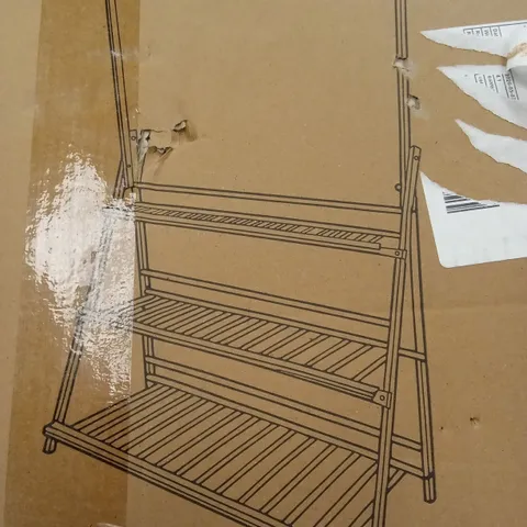 BOXED NEO 3 TIER FOLDABLE BAMBOO PLANT STAND WITH HANGING HOOK