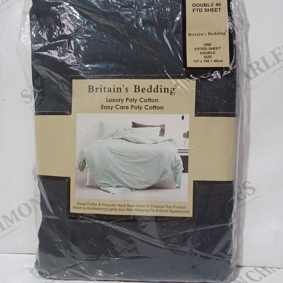 BRITAIN'S BEDDING LUXURY POLY COTTON FITTED SHEET IN CHARCOAL - DOUBLE SIZE