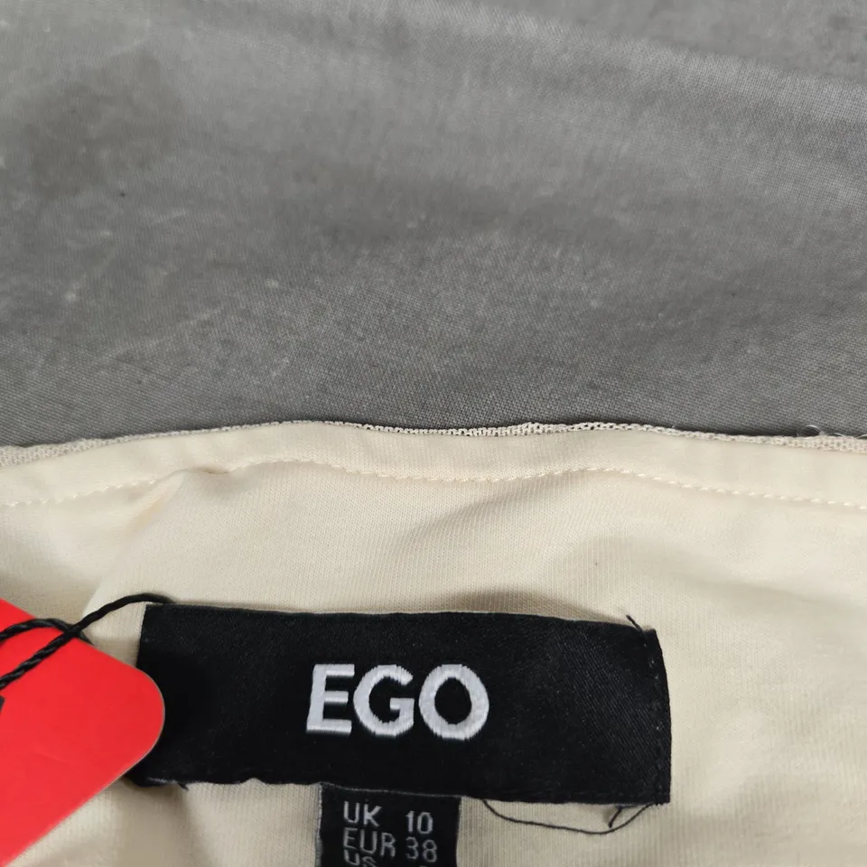 EGO EMBELLISHED BANDEAU TOP – UK 10 (EU 38, US 6) BEIGE WITH SEQUINS