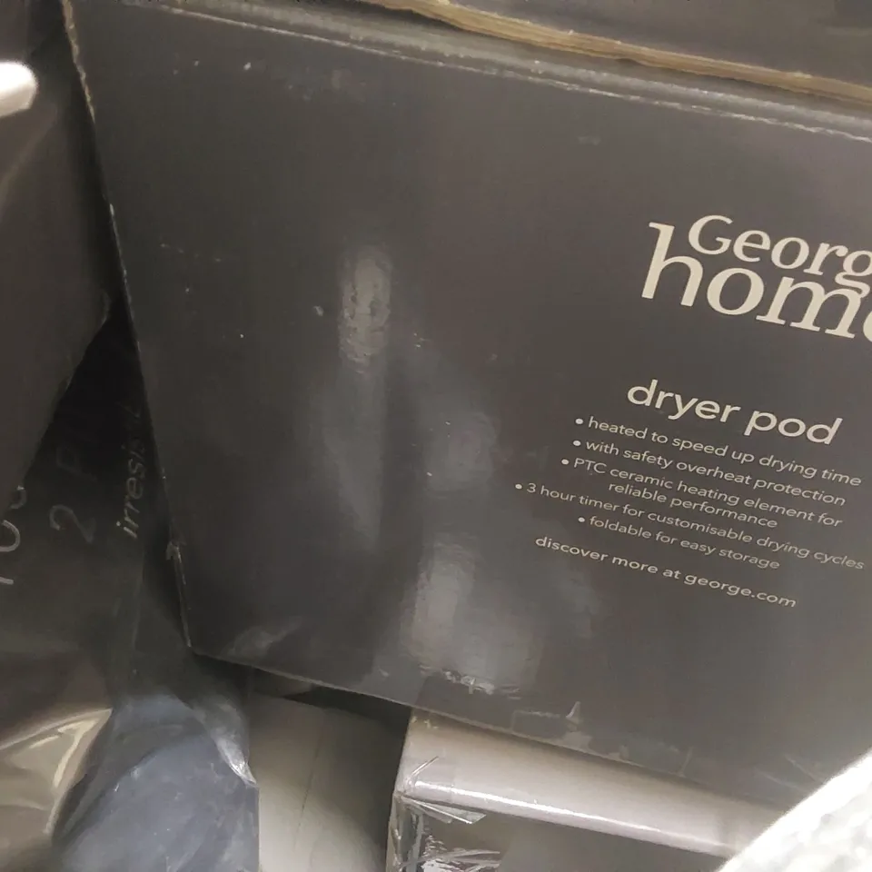 PALLET CONTAINING A LARGE QUANTITY OF ASSORTED HOUSEHOLD PRODUCTS INCLUDING: WINGED HEATER AIRER, DRYER POD ECT