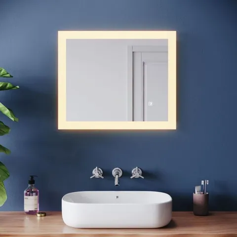 BOXED ELEGANT 600x500mm LED ILLUMINATED MIRROR WITH ANTI-FOG, DIMMER AND TOUCH SENSOR (1 BOX)