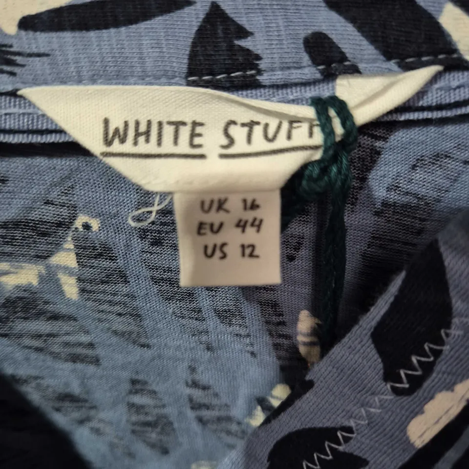 WHITE STUFF WOMEN'S BLOUSE – BLUE ABSTRACT PRINT, UK 16