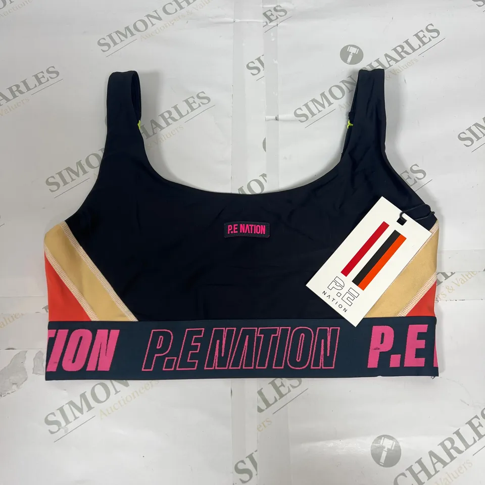 P.E NATION LEFT FIELD SPORTS BRA IN BLACK SIZE M