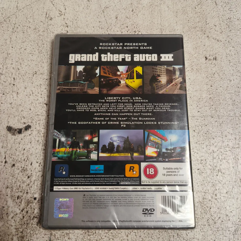 BOXED AND SEALED GRAND THEFT AUTO III – PLAYSTATION 2 PLATINUM EDITION