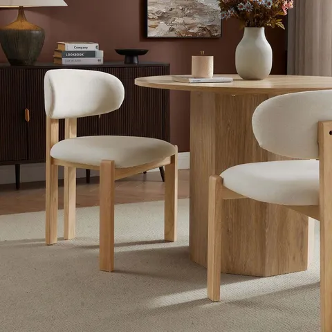 BOXED DUSK MATTY SET OF 2 DINING CHAIRS - CREAM LINEN (1 BOX)