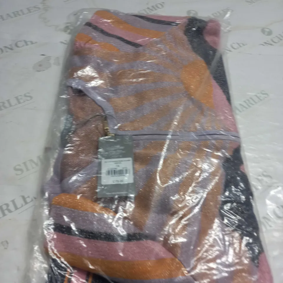 OLIVER BONAS ORANGE SUNRISE SPARKLE BOMBER CARDIGAN SIZE 16