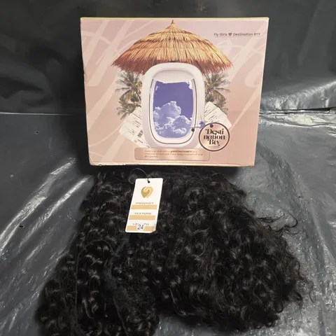 DESTINATION BTY CURLY HAIR EXTENSIONS IN BLACK - LENGTH 24