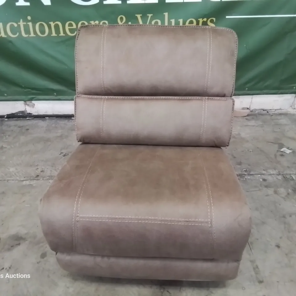 DESIGNER ARMLESS SECTION LIGHT BROWN MACAU FABRIC WITH CONTRASTING STITCHING