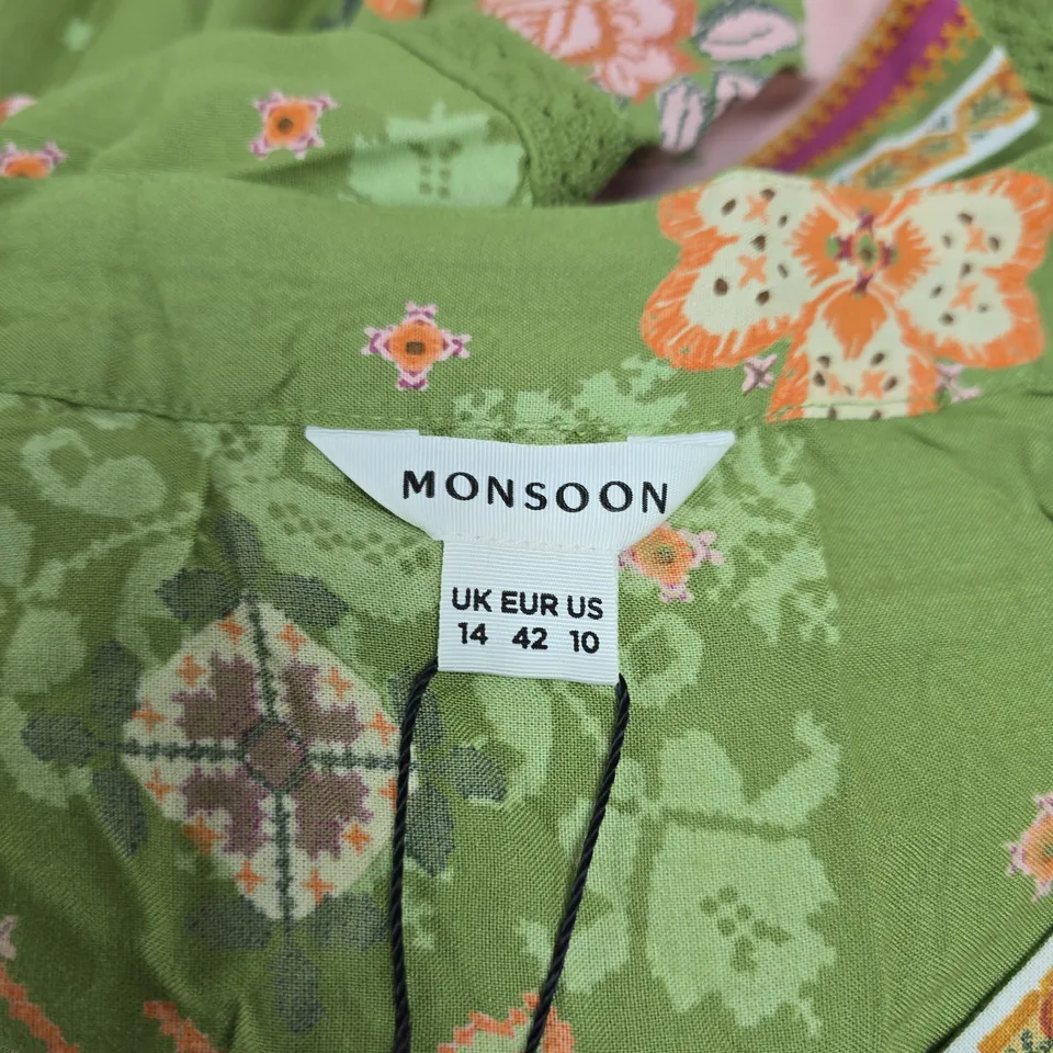 MONSOON WOMEN’S GREEN FLORAL MAXI DRESS, UK 14 (EU 42, US 10)