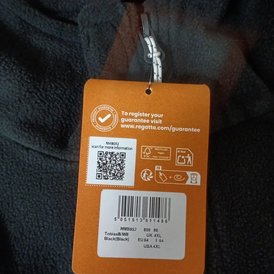 REGATTA GREAT OUTDOORS MEN'S SLEEVELESS ZIP VEST – BLACK, UK 4XL (EU 64)