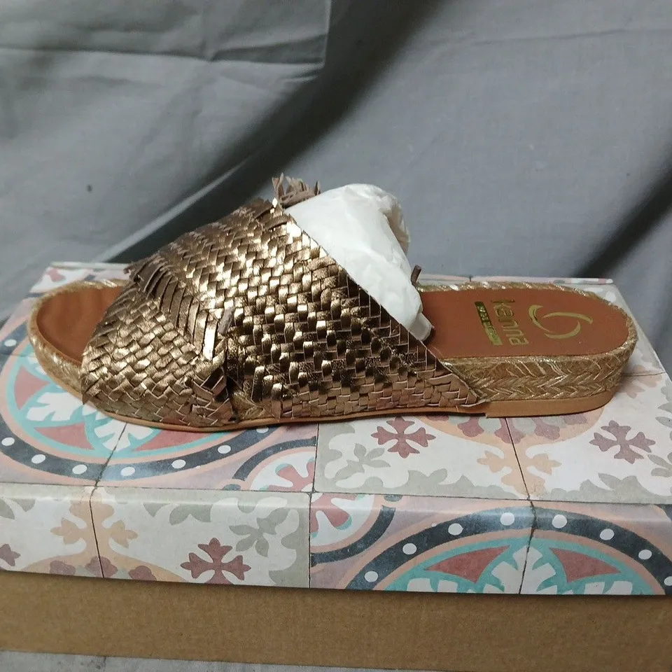 KANNA ZAPATOS DESIGNER SHOES – DULCE-TRENZ BRONZE SANDALS, UK 5 (EU 38)