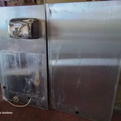 TWO STAINLESS STEEL CKAD PANELS 1 WITH AIRDRI HAND DRYER