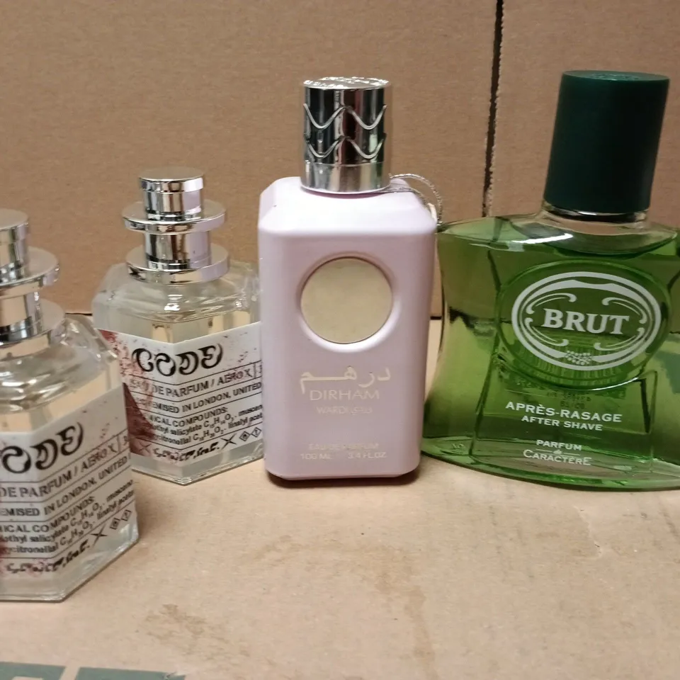 LOT OF 10 ASSORTED UNBOXED EAU DE PARFUMS TO INCLUDE BRUT, TOTAL WARDROBE AND DIRHAM WARDI