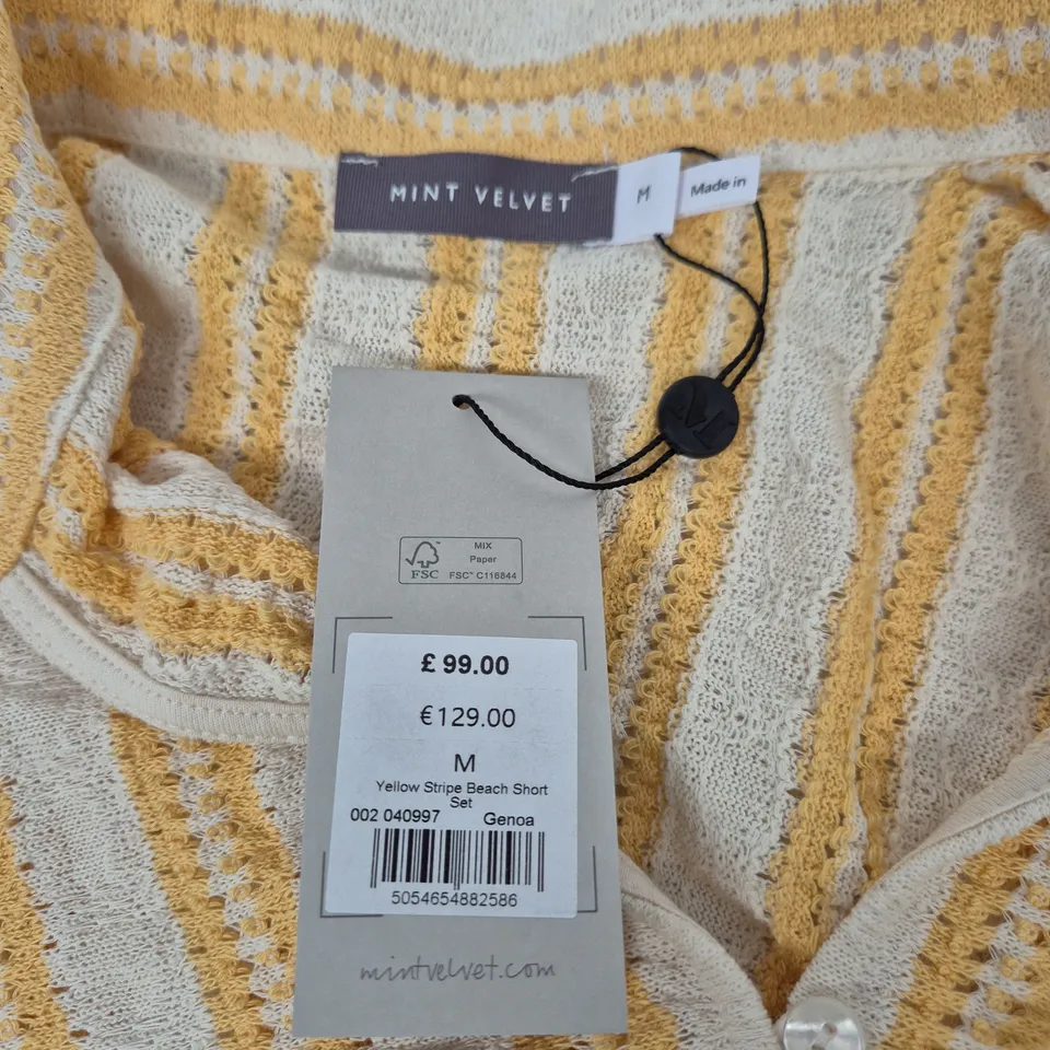 MINT VELVET STRIPED KNIT SLEEVELESS TOP – YELLOW & CREAM, UK M